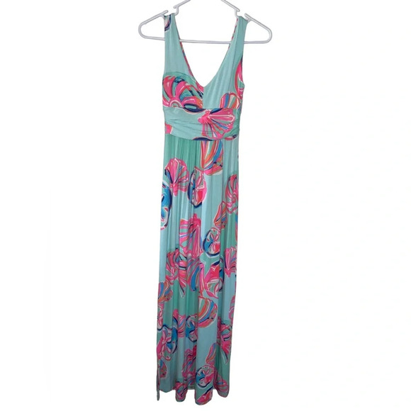 Lilly Pulitzer Sloane Maxi Dress Minty Fresh On The Rocks Seashell Size XXS - Picture 2 of 9